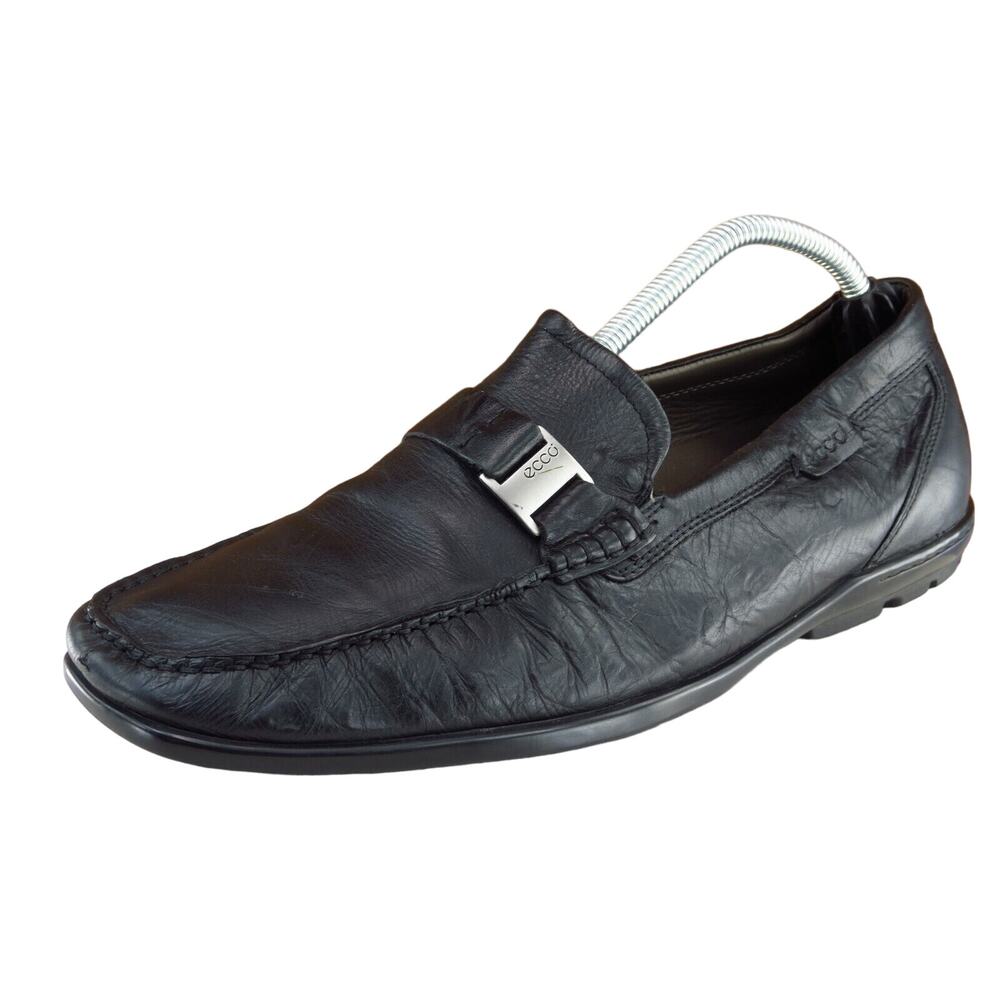 ECCO Shoes Sz 43 M Black Loafer Leather Men 535250